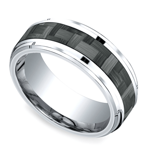 Beveled Carbon Fiber Men's Wedding Ring in Cobalt (9mm)