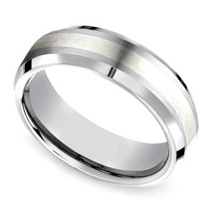 7 Mm Wedding Band For Men In Cobalt And Silver