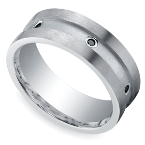 Argentium Silver Mens Ring With Bezel Set Black Diamonds