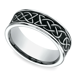 Blackened Celtic Knot Men's Wedding Ring in Cobalt (7mm)