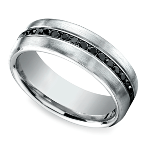 Mens White Gold Ring With Black Diamonds