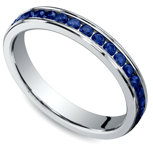 Channel Sapphire Eternity Ring in White Gold