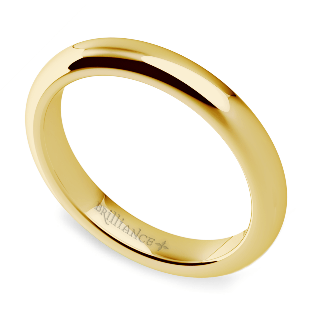 3 Mm Mens Wedding Band In Yellow Gold (Comfort Fit) | 01