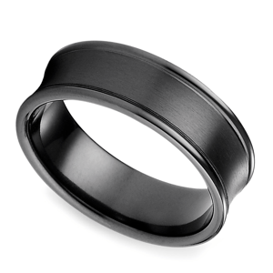 Mens Concave Wedding Band In Black Titanium (7.5mm)