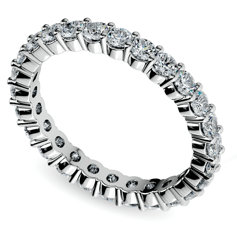 Stunning 1 Carat Prong Set Diamond Eternity Ring In White Gold | 01