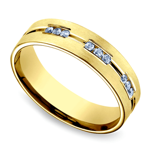 Yellow Gold Diamond Eternity Mens Wedding Ring (6mm)