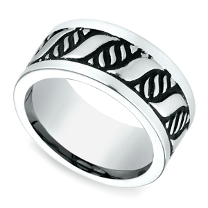 Double Helix Swirl Men's Wedding Ring in Blackened Cobalt (10mm)
