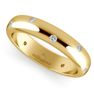 Mens Bezel Set Diamond Wedding Band In Yellow Gold (5mm)