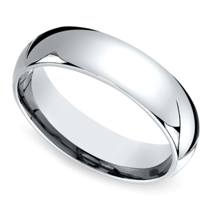 Mid Weight Wedding Band For Men In White Gold (6 Mm)