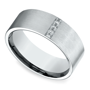 Pave Men's Wedding Ring in White Gold (8mm)