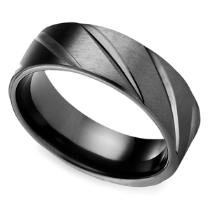 Swirl Pattern Men's Wedding Ring in Black Titanium (7mm)
