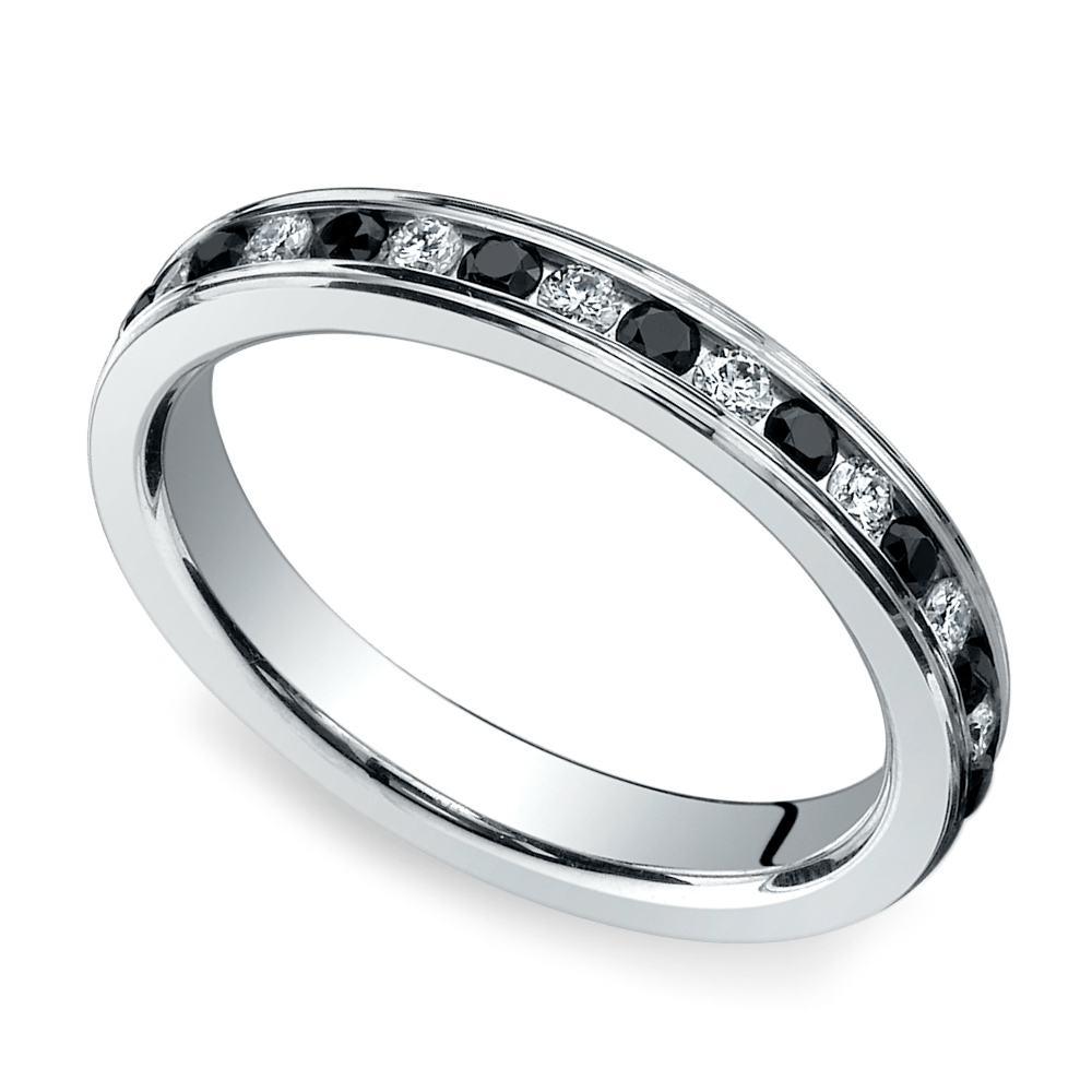 Black And White Diamond Eternity Ring In White Gold (3/4 Ctw) | 01